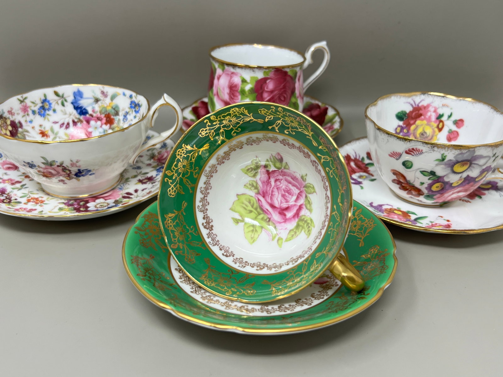 Vintage Bone China Teacups Saucers: Stanley, Royal Albert, Hammersley