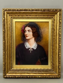 Lola Montez German Porcelain Plate in Giltwood Frame