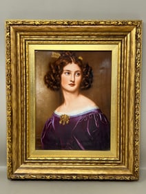 Nanette Kaulla German Porcelain Plate in Giltwood Frame