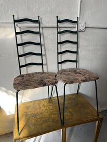 Pair of Memphis Milano Metal Ladderback Chairs
