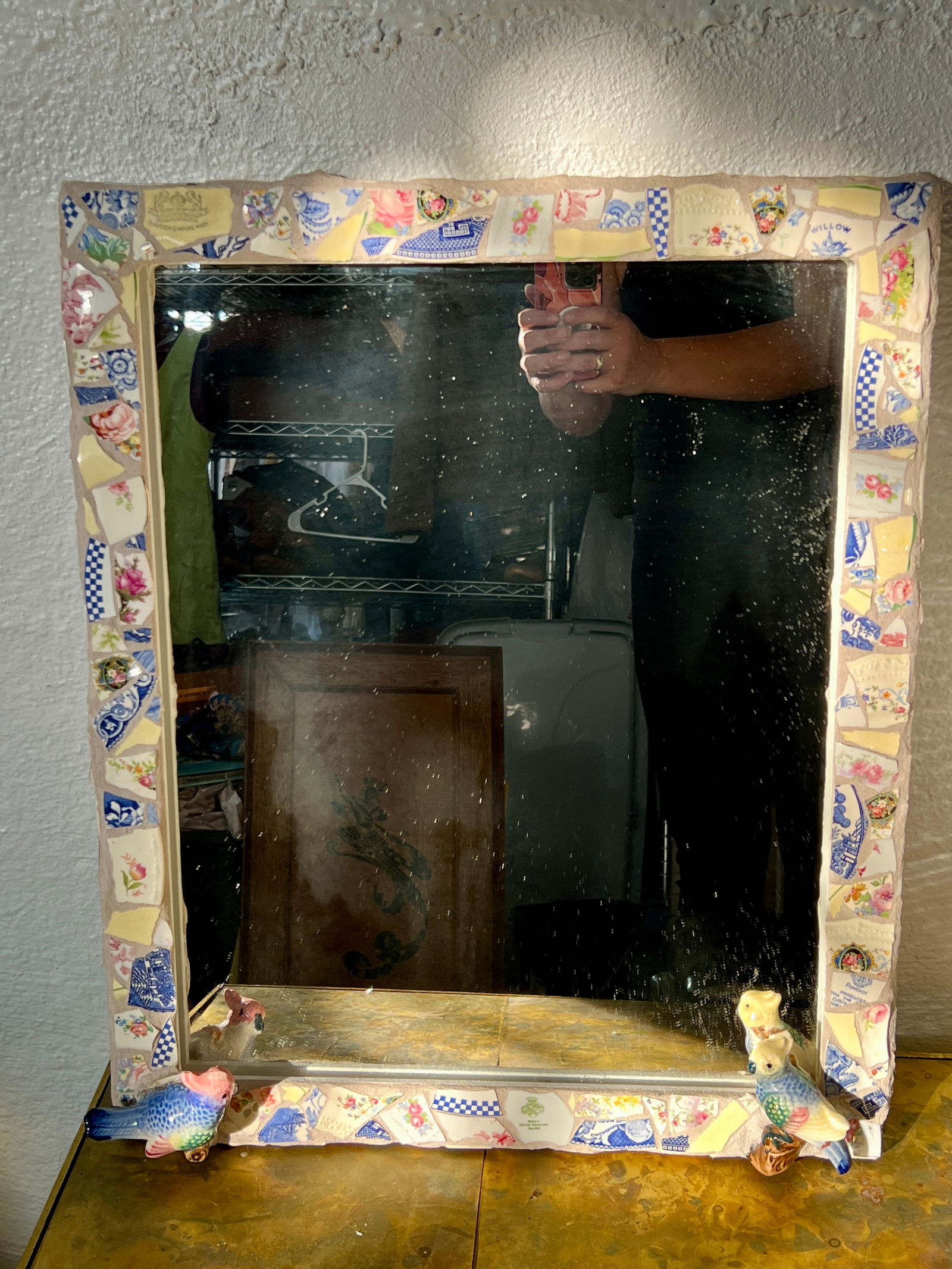 Shabby Chic Mosaic Bird Mirror (1 of 3)