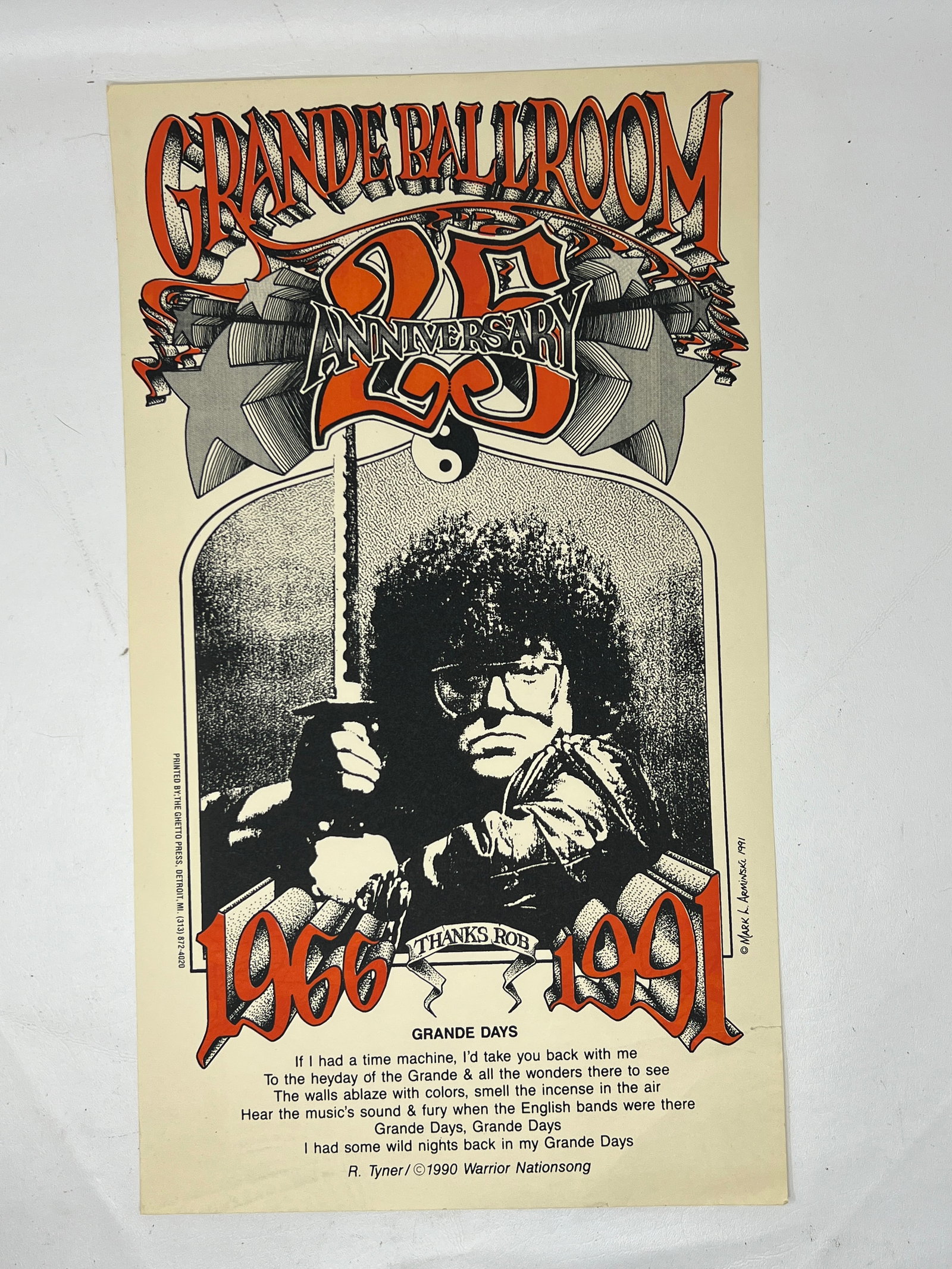 Mark Arminski Grande Anniversary 25th Anniversary Concert Poster: any condition issues are noted in photos