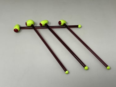 Art Glass Olive Martini Cocktail Stirrers Swizzle Sticks