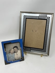 Pair of Reverse Painted Glass Art Deco Mirror Frames