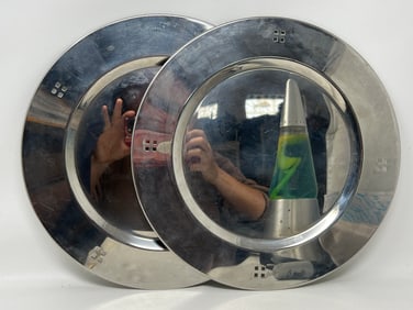 Pair of Sasaki Chrome Charger Plates
