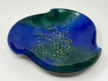 Vintage Enamelware Enamel on Copper Trinket Dish Bowl