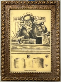 "An Old Fashioned Judge" Artini Engraving in Frame