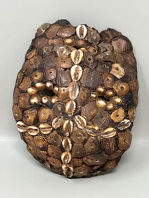 Rwandan Cowery Shell on Turtle Shell African Mask