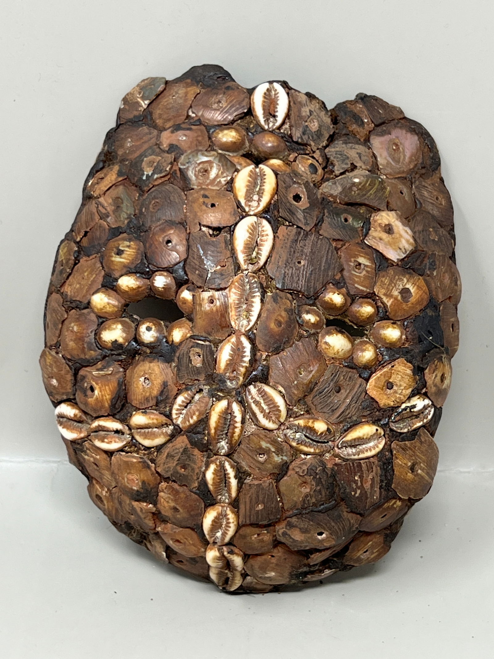 Rwandan Cowery Shell on Turtle Shell African Mask (1 of 14)
