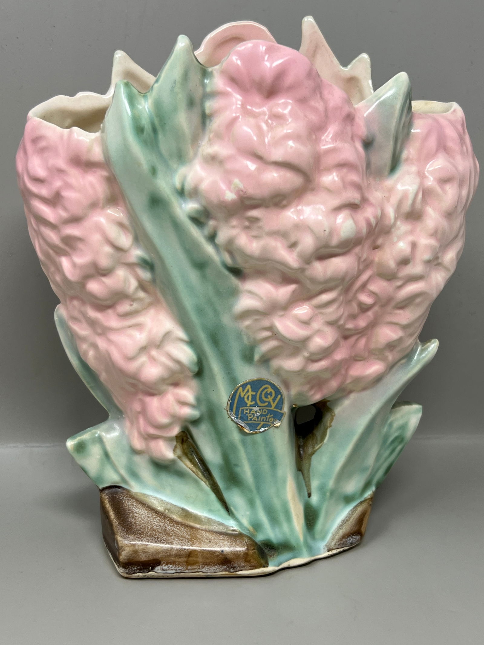 McCoy Pottery Pink Hyacinth Vase: has original sticker
