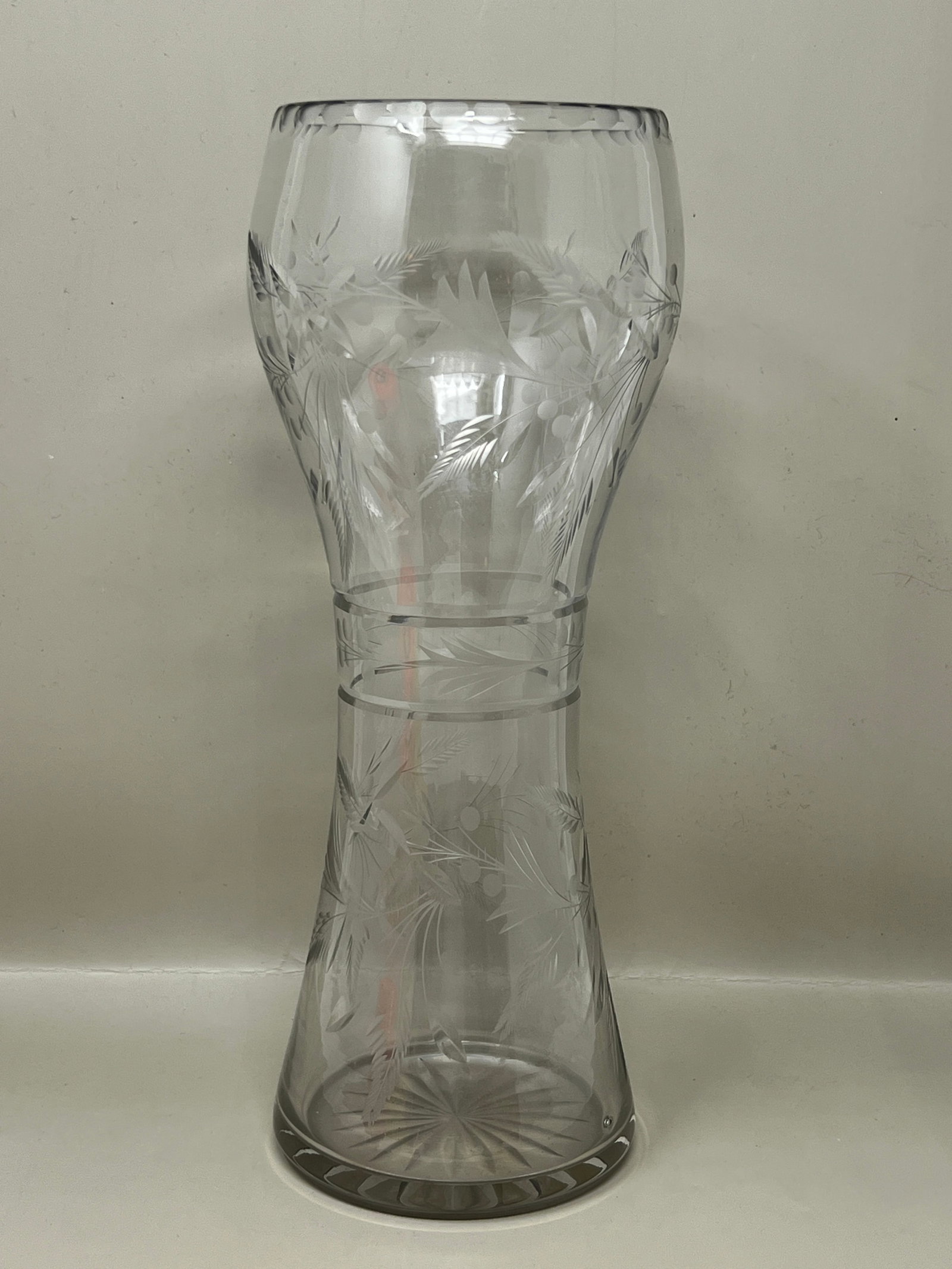 Polish Cut Crystal Corset Vase: 12" tall