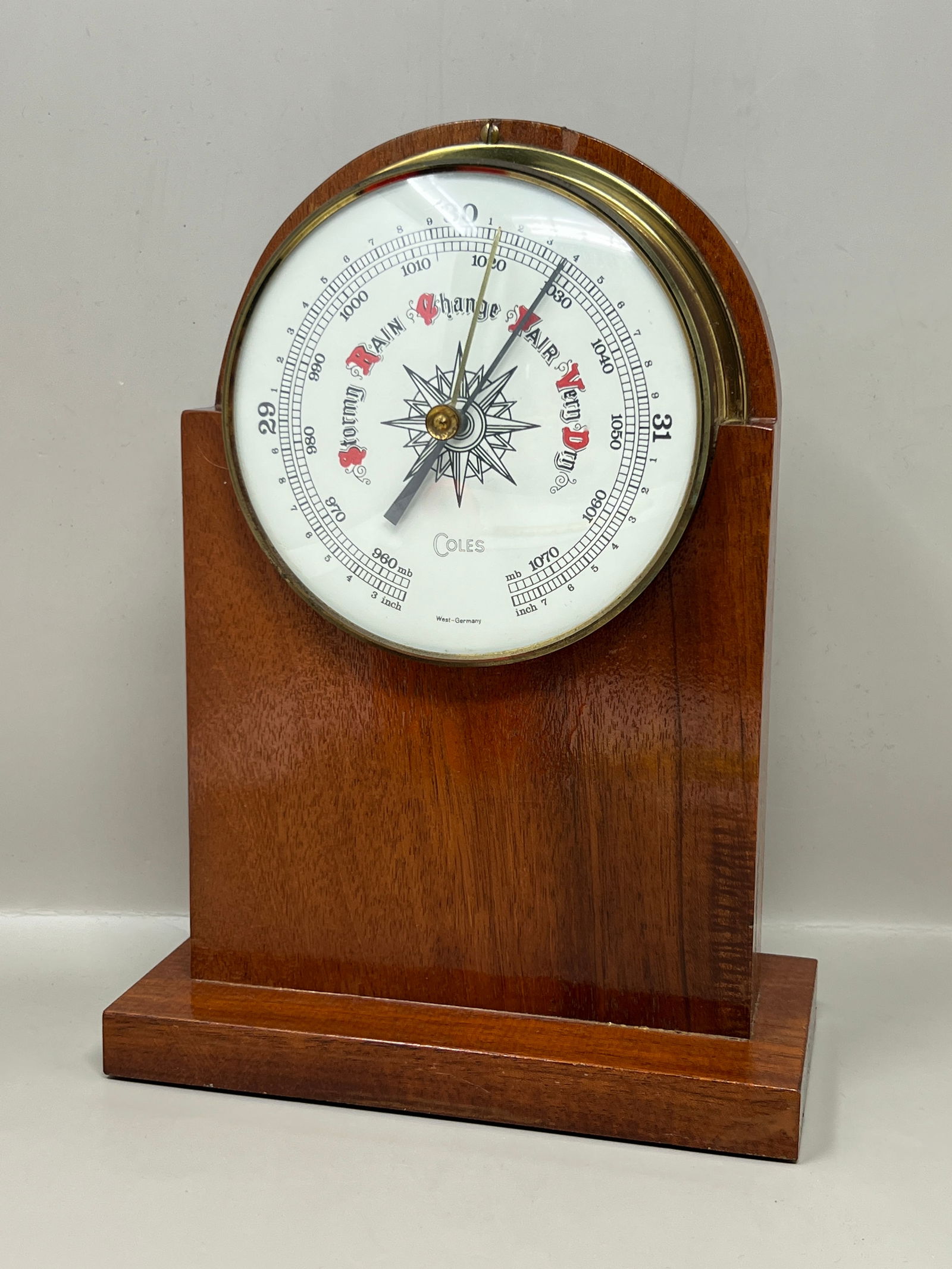 West German Coles Barometer w Wood Base (1 of 8)