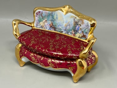 Limoges French Porcelain Trinket Box Figural Sofa Couch