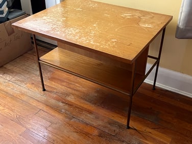 Paul McCobb Irwin Collection for Calvin Furniture Brass & Wood Side Table Missing Drawer