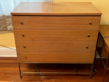 Paul McCobb Irwin Collection for Calvin Furniture Brass & Wood Chest of Drawers Dresser
