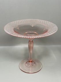 Fostoria Versailles Art Glass Pink Footed Compote Dish