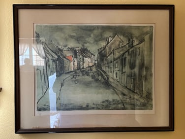 Pencil Signed Bernard Gantner Lithograph Art in Frame