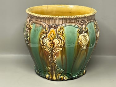Antique Majolica Jardiniere Pot