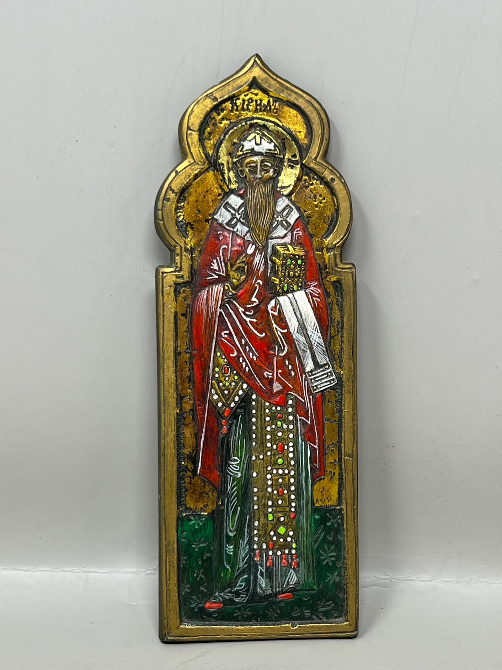 Older Orthodox Gilt Christian Saint Wood Carving Iconography: Old World Charm