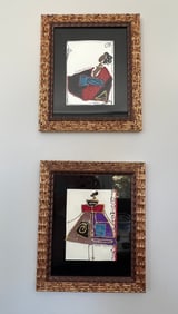 Pair of Ziwadi Majiisa '99 Framed Original Art Cards
