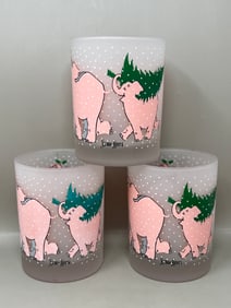 Neiman Marcus Vintage Christmas Elephant Rocks Glasses