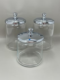 Chrome Top Glass Apothecary Jar Set of Jars