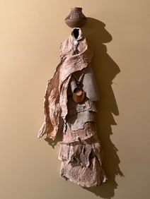 Signed Native American Mixed Media Art Doll Wall Hanging