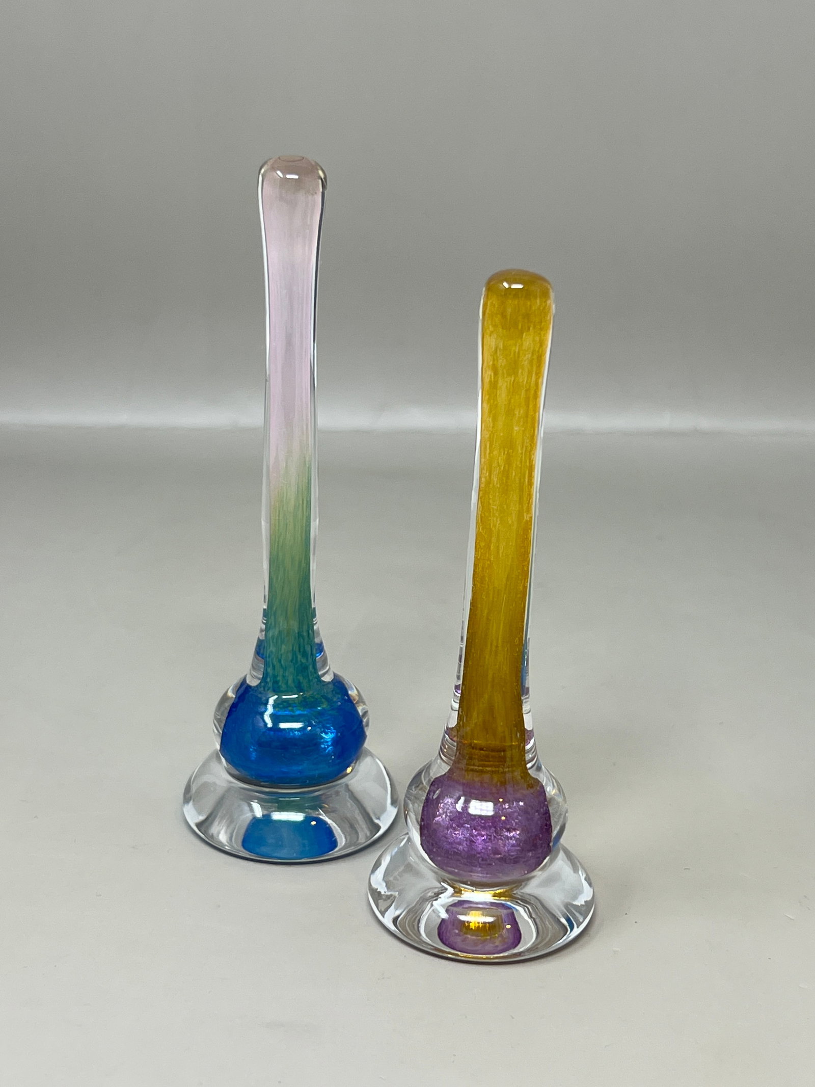 Pair of Ron Lukian Signed Cased Art Glass Ring Stands Holders (1 of 19)