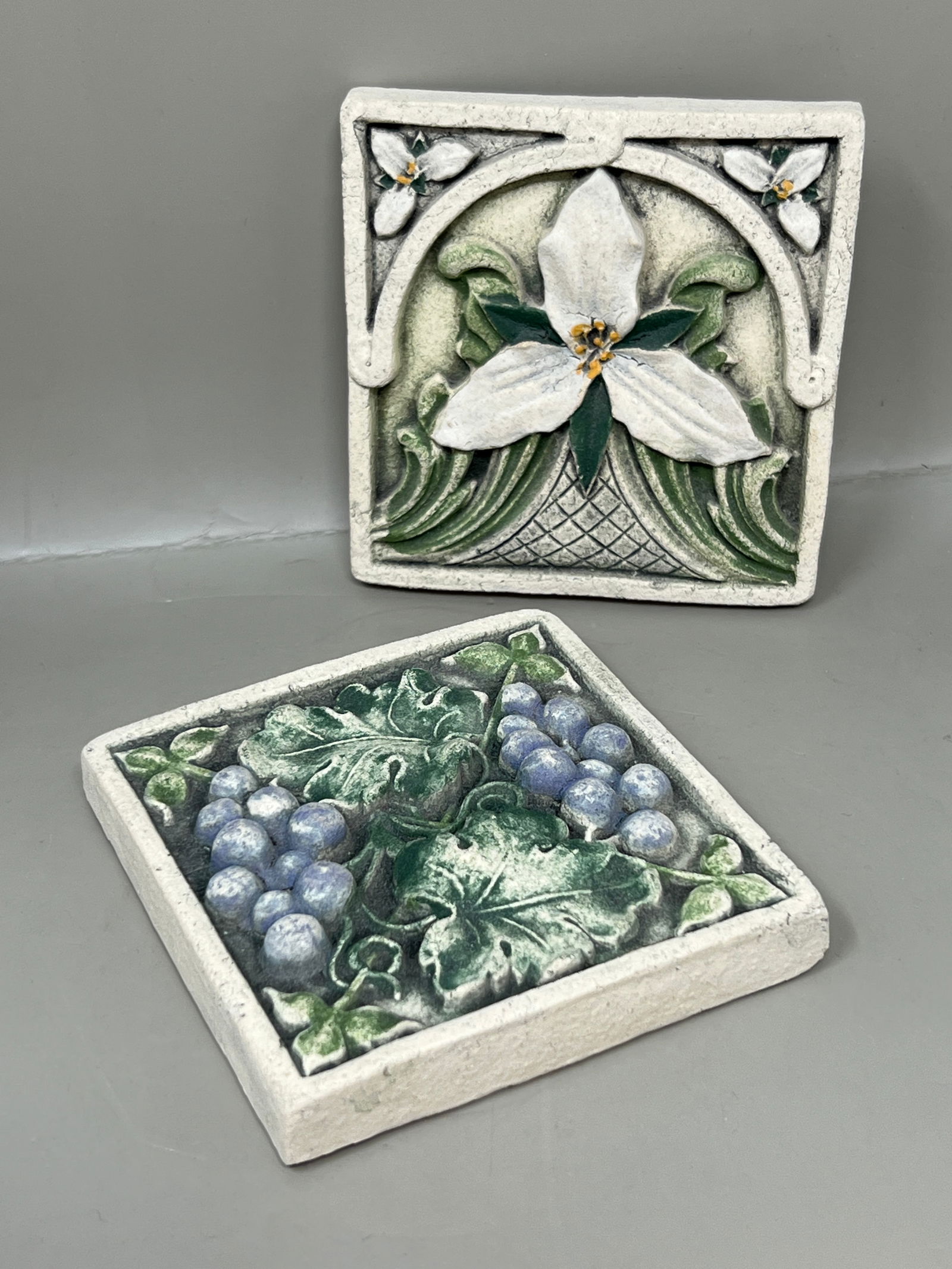 Pair of Ellison of SCS Art Pottery Tiles: local and lovely