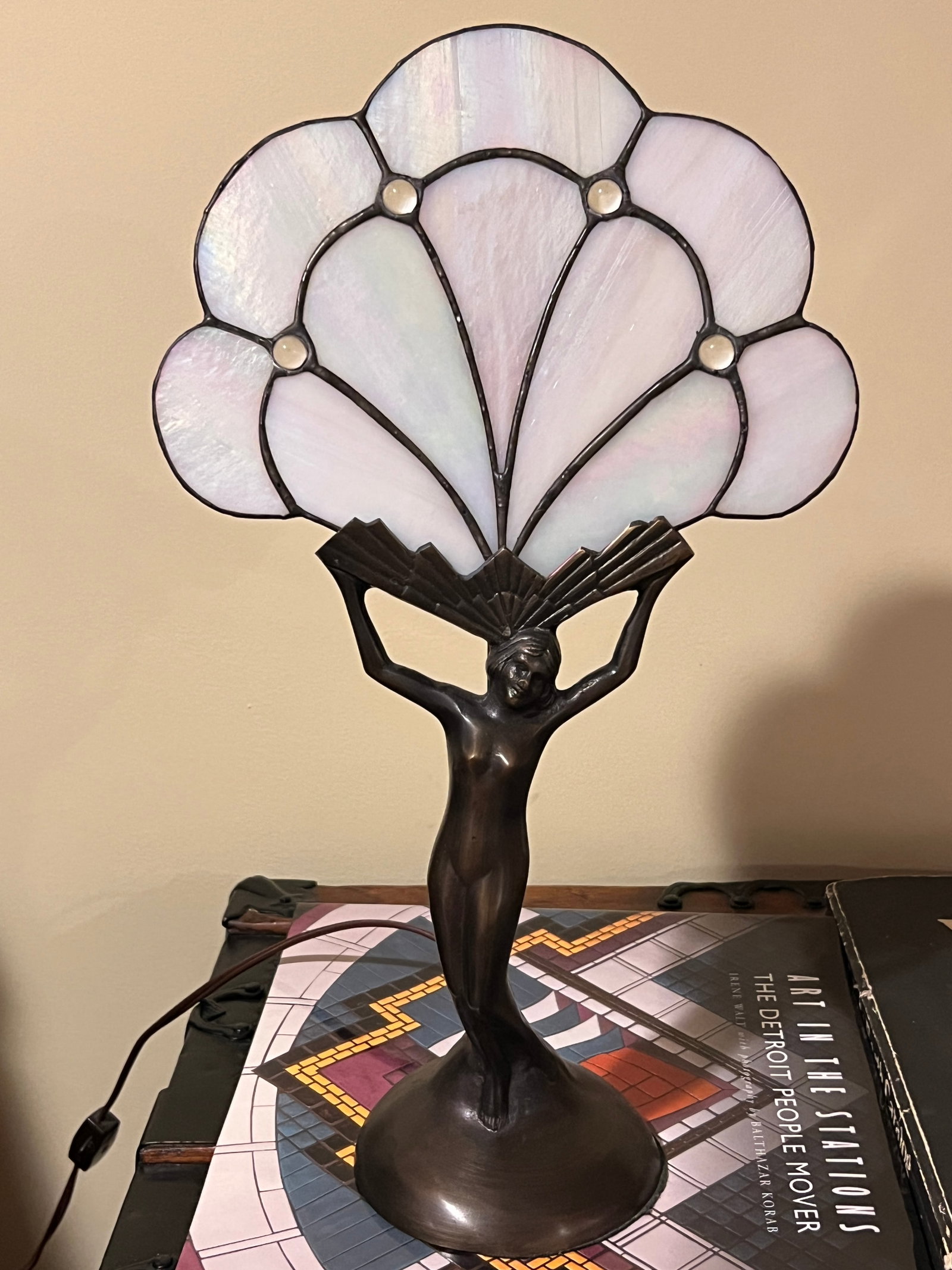 Art Deco Lady Lamp with Glass Shade (1 of 3)