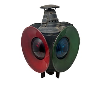 Antique Arlington Dressel Train Railway Switch Lantern With Intact Red & Green Glass