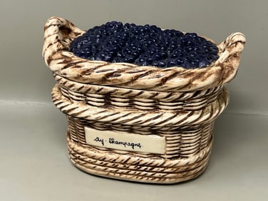 19th Century French Majolica Tureen with Champagne Grapes