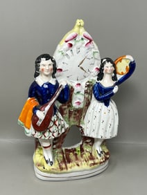 Antique Staffordshire Flat Back Clock Figurine Statue