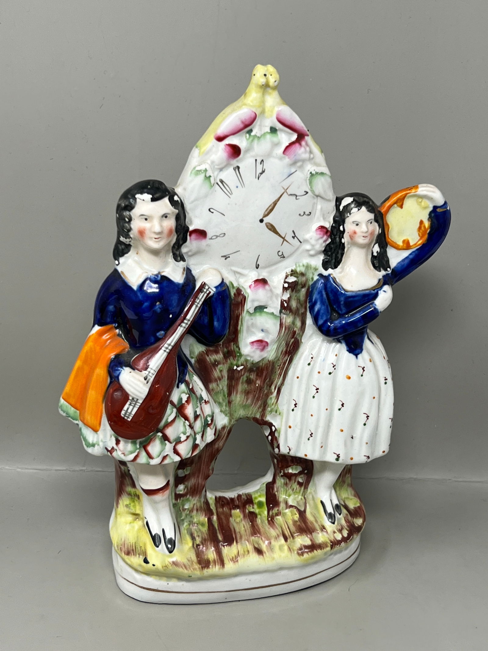 Antique Staffordshire Flat Back Clock Figurine Statue (1 of 13)