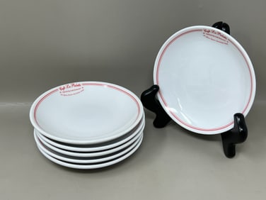 Les Bistrots by Jill Butler for Sisson Imports Set of 6 Demitasse Plates