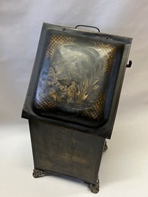 Chinoiserie Tole Painted Antique Coal Scuttle Hod Bucket