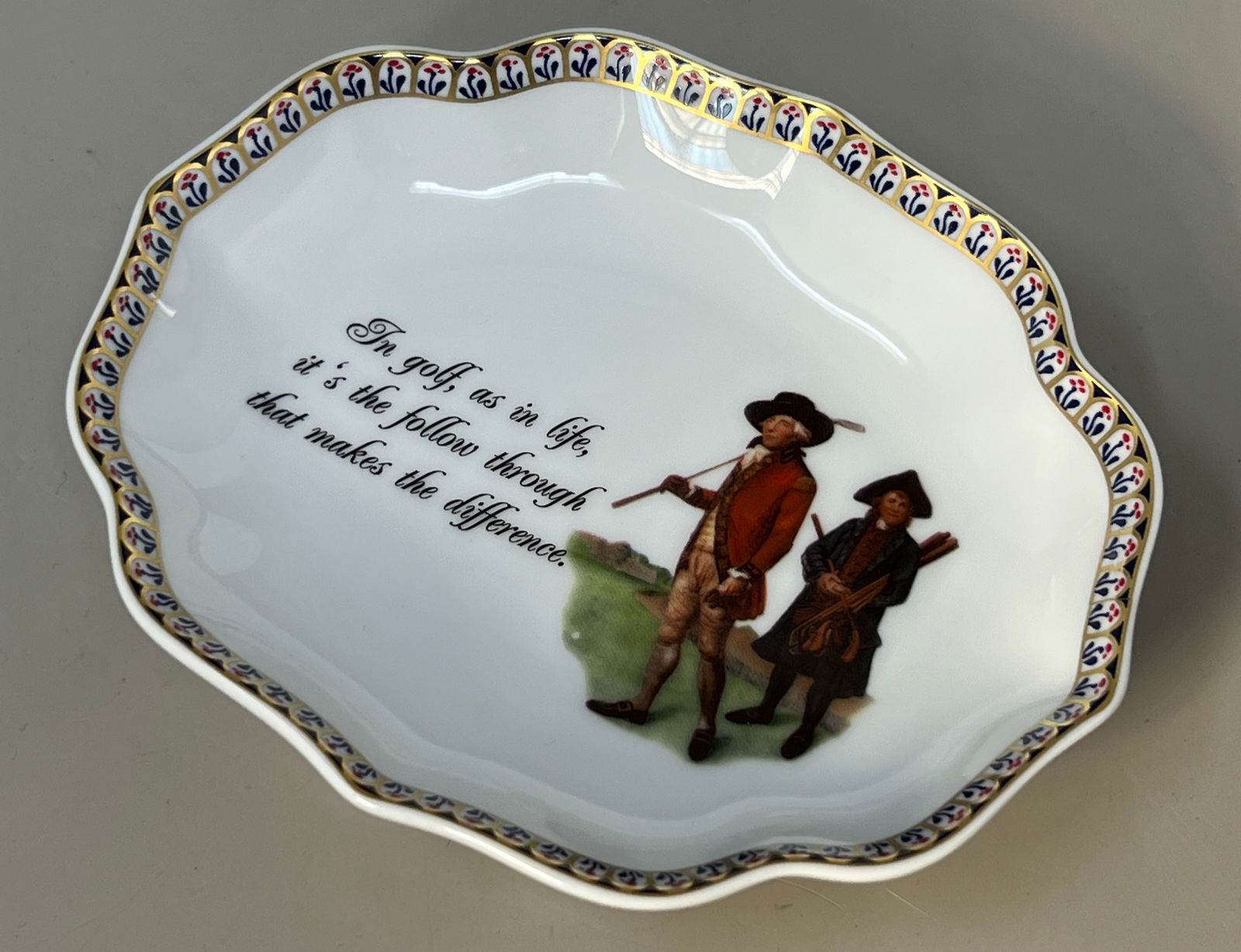 Mottahedeh Portuguese Porcelain S2809 Golf Theme Trinket Dish Ring Tray (1 of 6)
