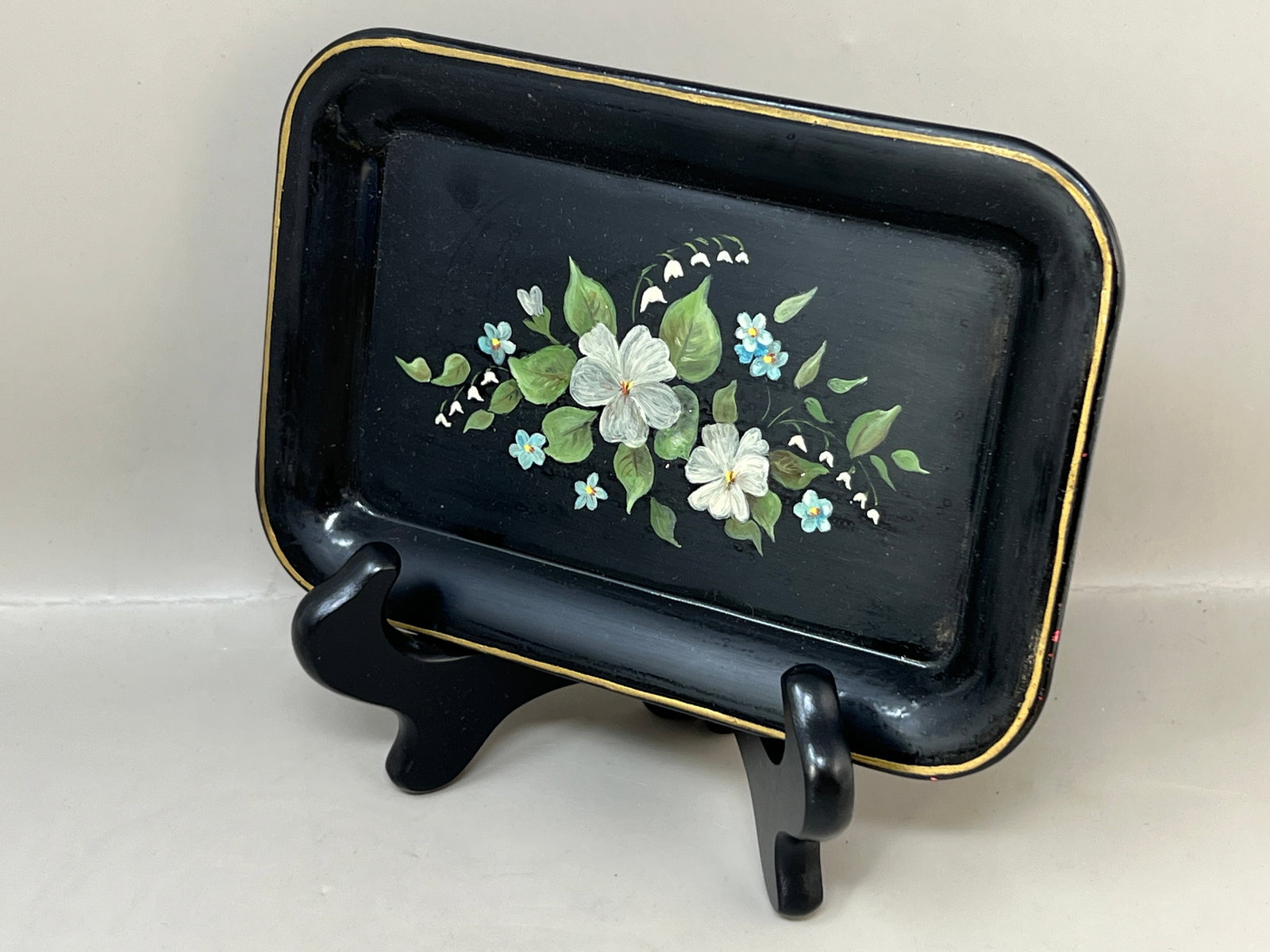 Tole Tray Ring Dish Trinket Tray Toleware: great condition