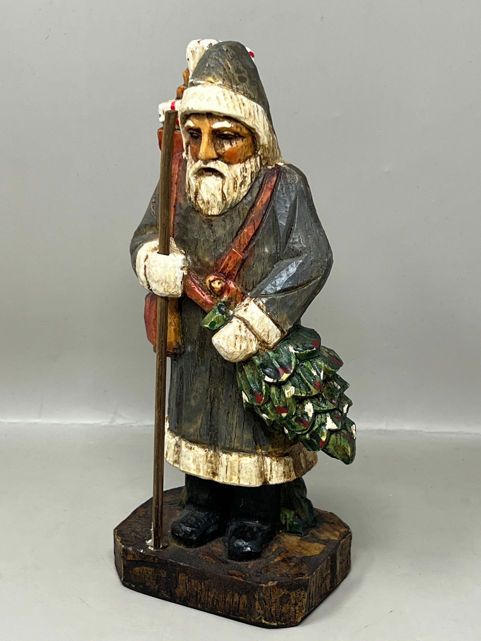 Old World Carved Wood Santa Figurine Statue Christmas Decor (1 of 7)