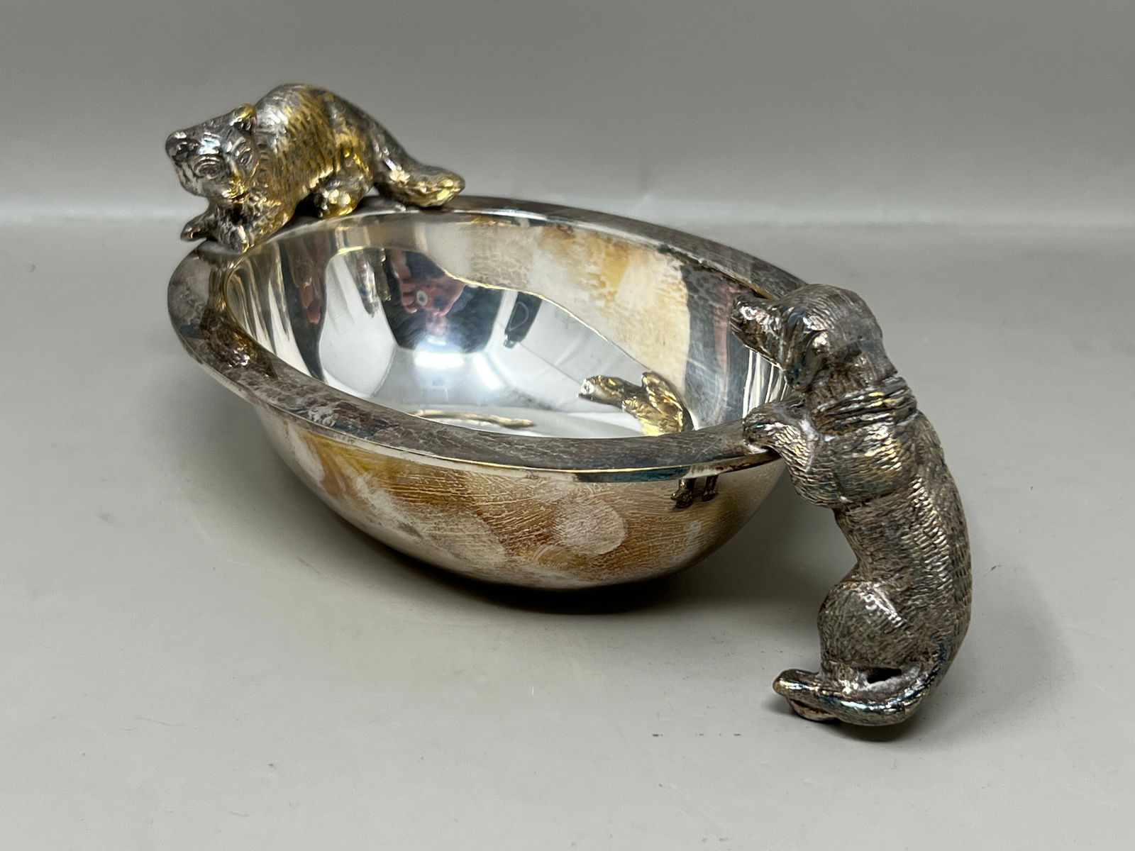Silver-Plated Nut Dish With Cat & Dog Figural Motif (1 of 8)