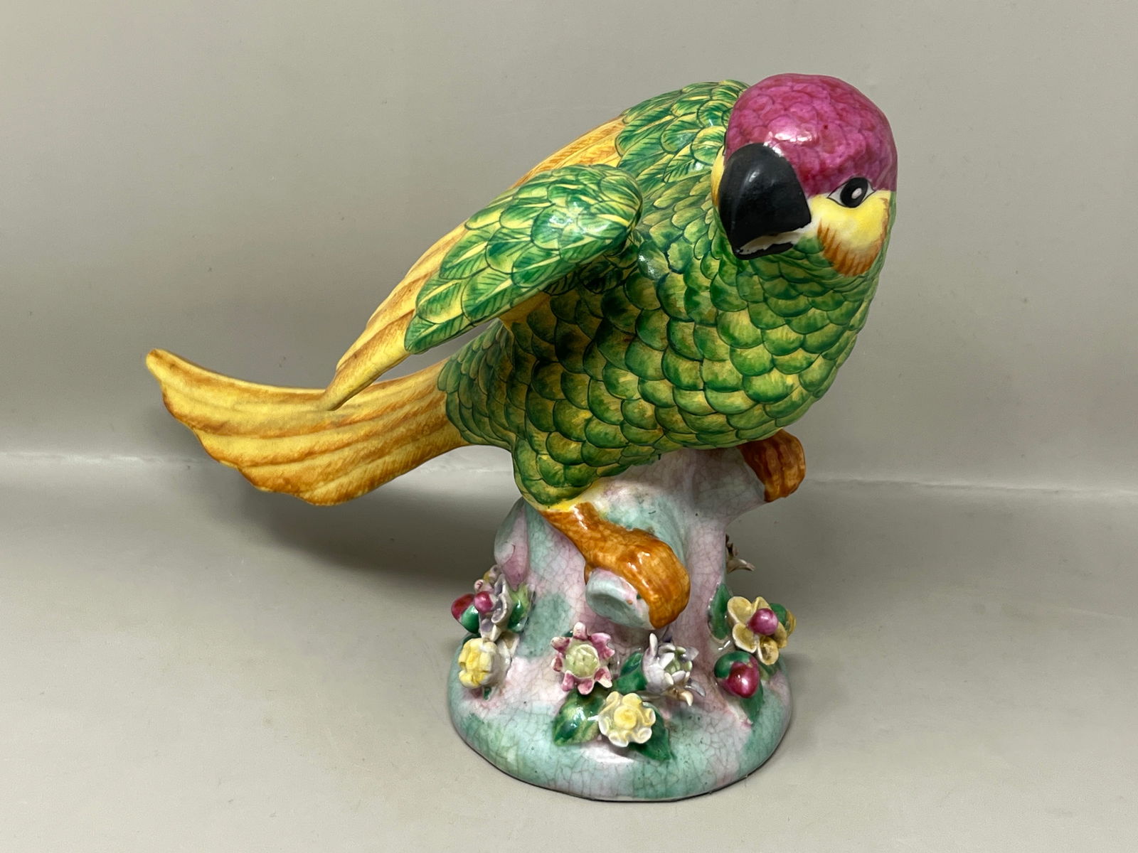Handpainted Ceramic Parrot Figurine Statue: great condition matte glaze
