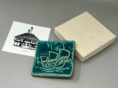 Pewabic Pottery Schooner Tile Artist Made