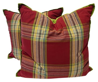 Large Velvet Backed Plaid Throw Pillows