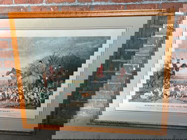 Antique Engraving of the York & Ainsty Hunt Charles G Lewis in Burlwood Frame