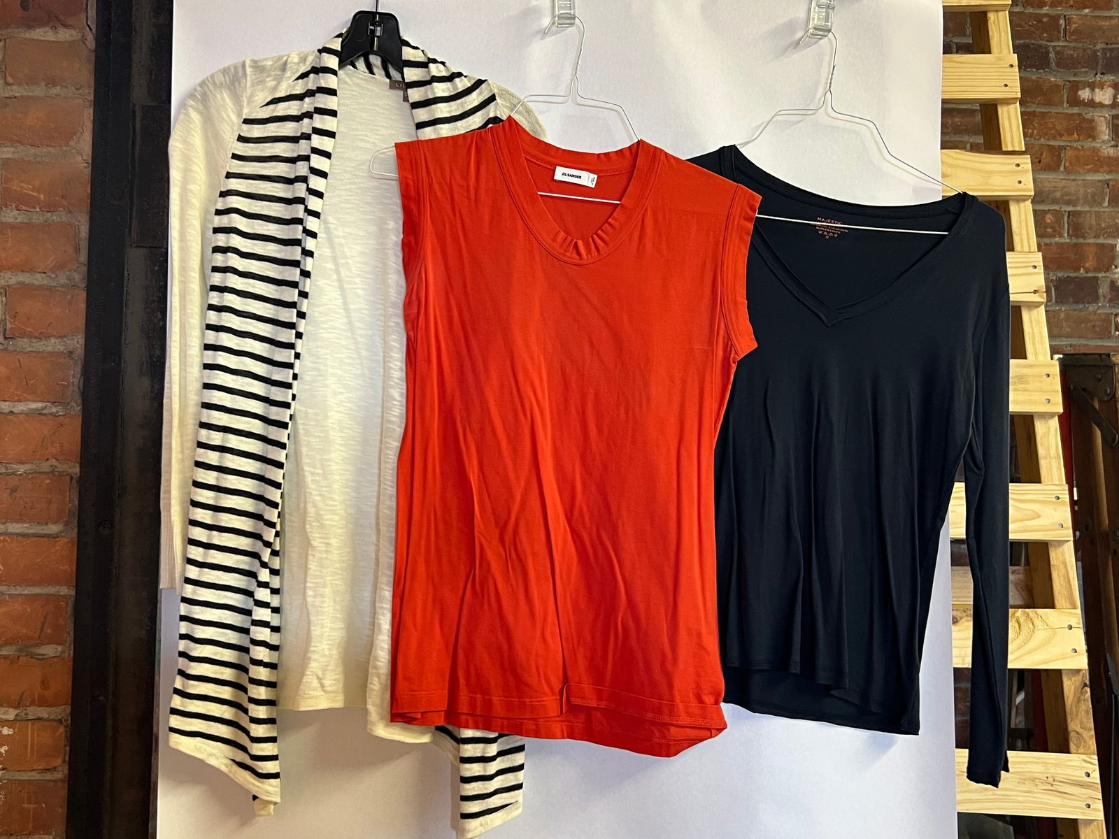 Sz S-M Jil Sander, Majestic Paris, etc Casual Tops Blouses Sweater: Sizes shown in photos
