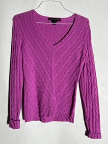Sz M Ralph Lauren Slim Fit Cashmere Cable Knit Sweater