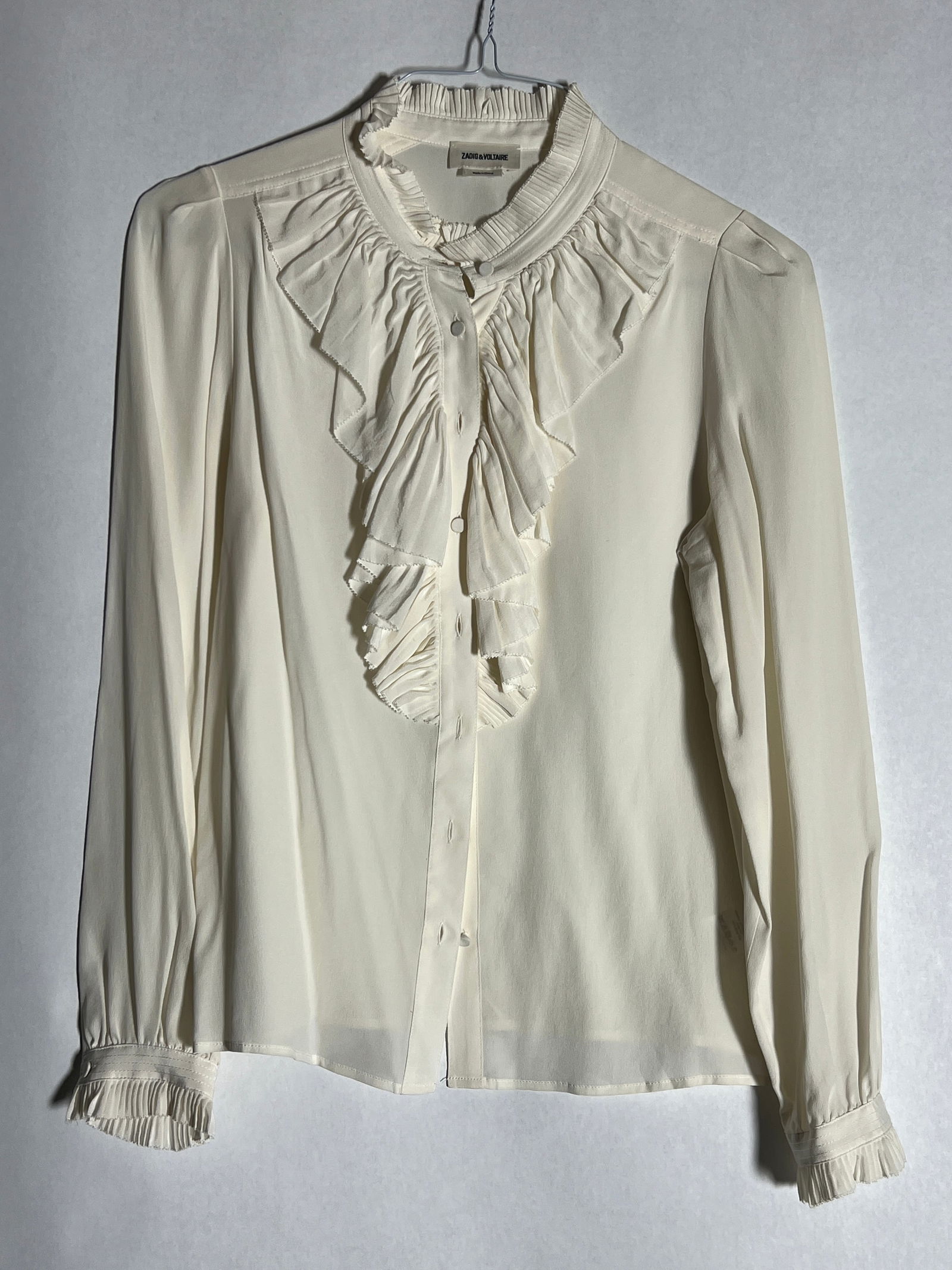 Sz XS Zadig & Voltaire 100% Silk Blouse: Ruffled Bib