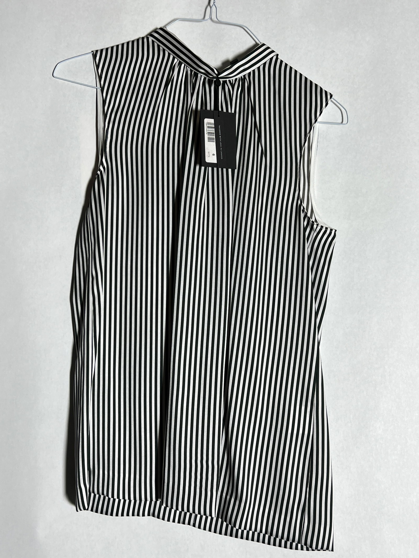 NWT Sz 6 Judith & Charles Sleeveless Blouse: Black & White Striped