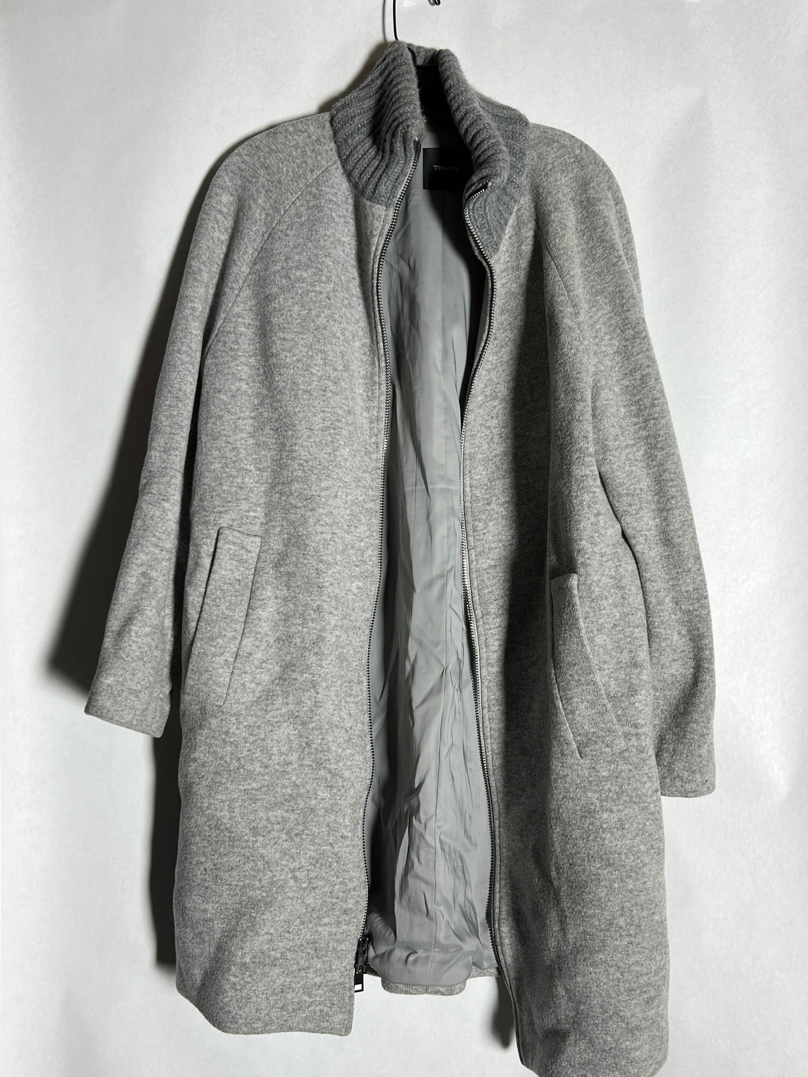 Theory Sz P Wool Blend Coat w Sweater Collar (1 of 5)