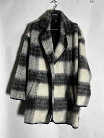 Sz XS ASTR Plaid Wool Blend Coat